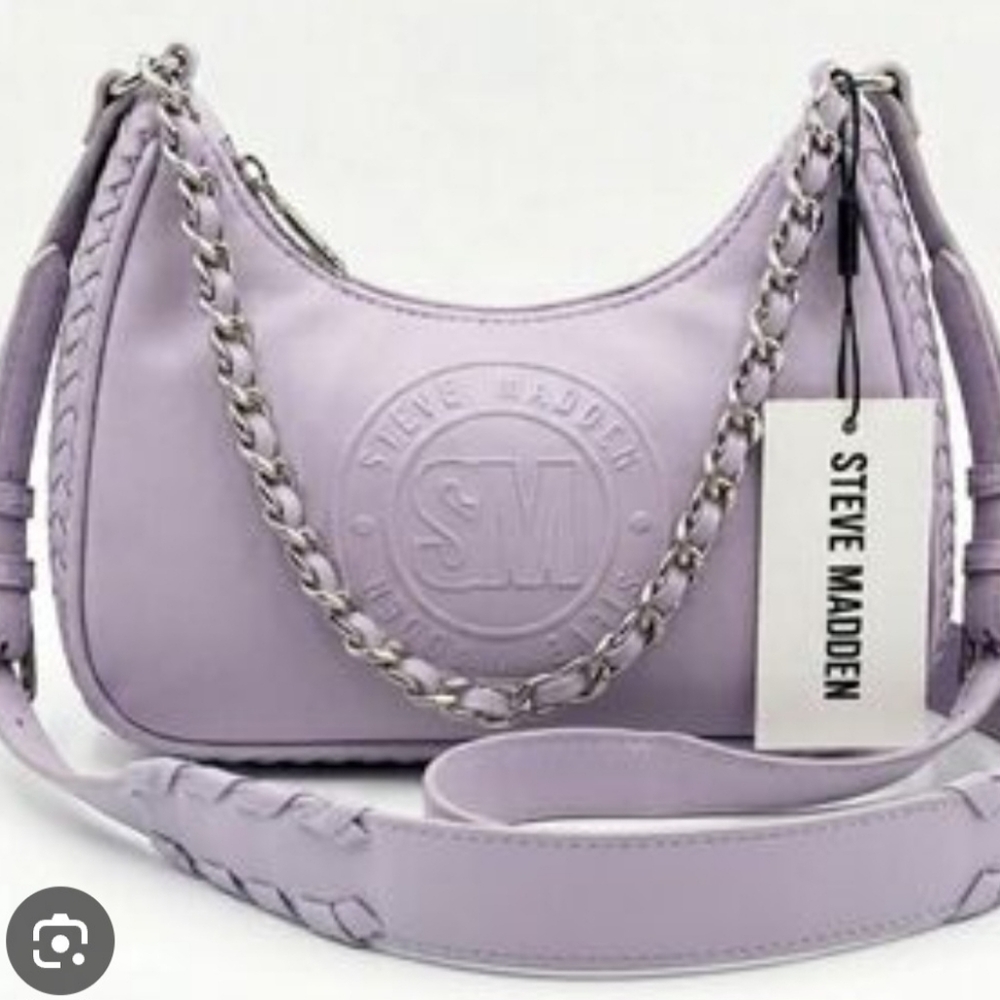 Steve Madden Lavender Shoulder Bag with Silver Chain
